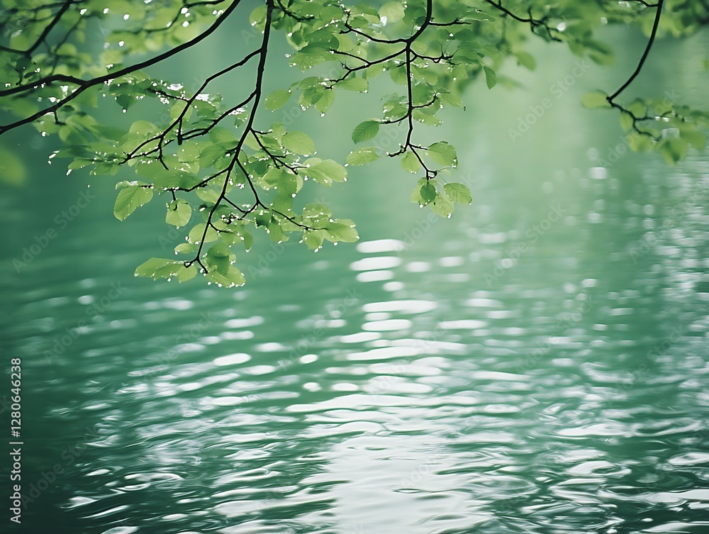 Naklejka premium Dewy Branches Over Water