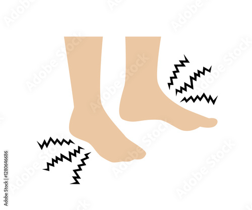 Pain in foot, vector illustration.