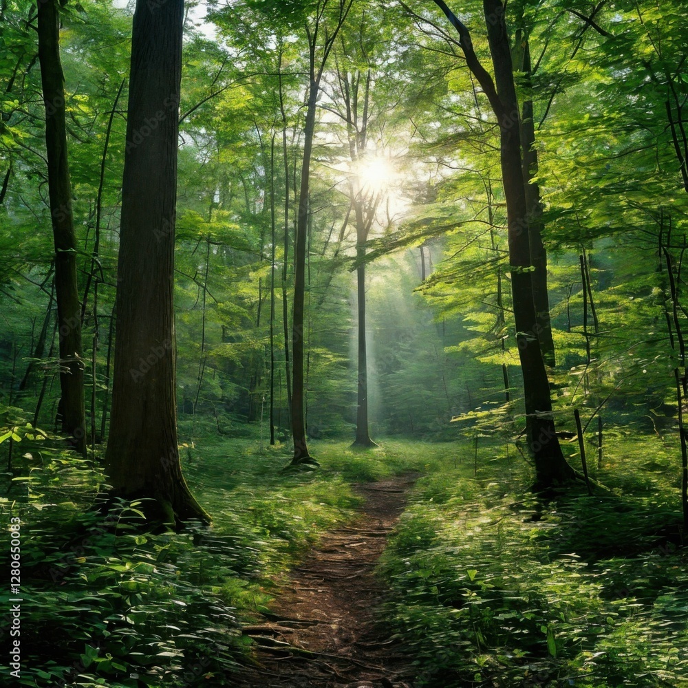 Fototapeta premium Dense forests with trees in a mysterious atmosphere