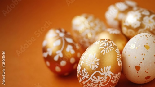Easter eggs on a yellow background, Easter background