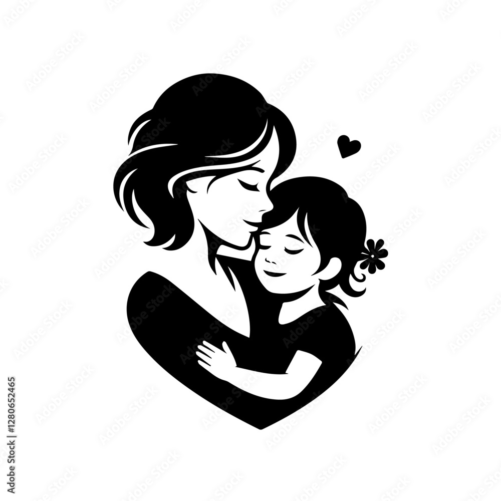 Mother and Baby Silhouette - Loving Mom Holding Child Vector Illustration Mother and Baby Silhouette - Loving Mom Holding Child Vector Illustration