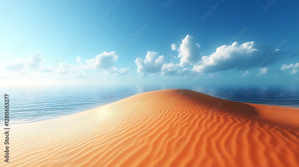 Naklejka premium Desert dune meets ocean sunrise