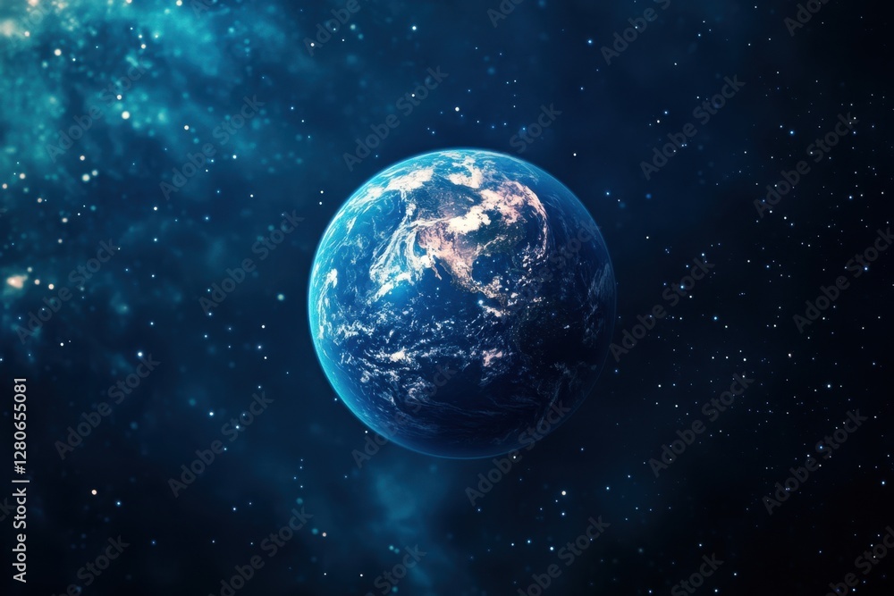 Fototapeta premium Earth viewed from space with stunning blue colors and detailed continents