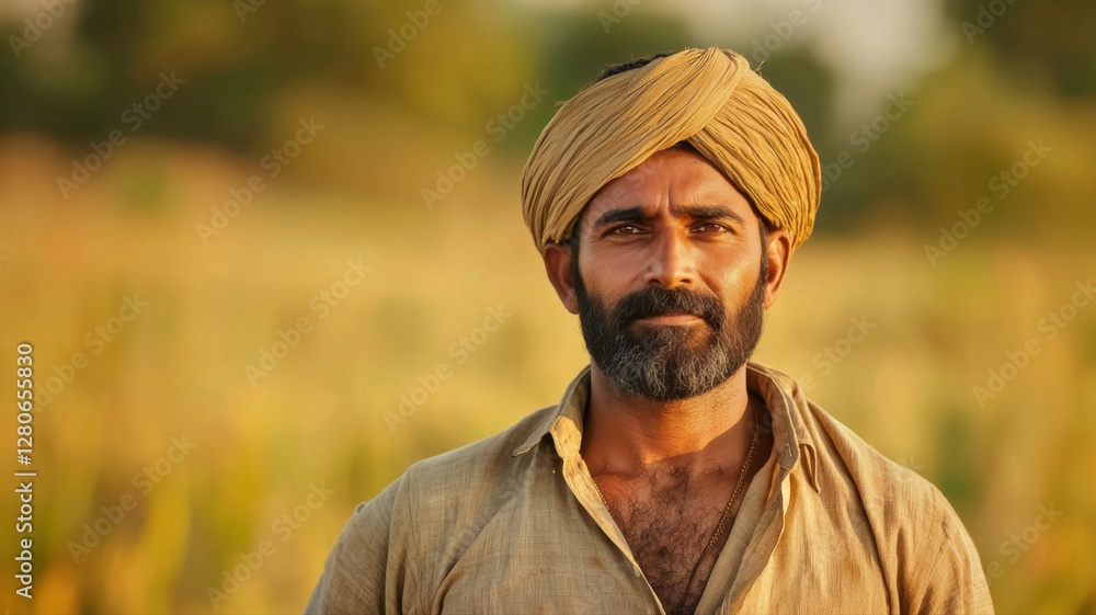 indian farmer standing at agriculture field indian farmer standing at agriculture field