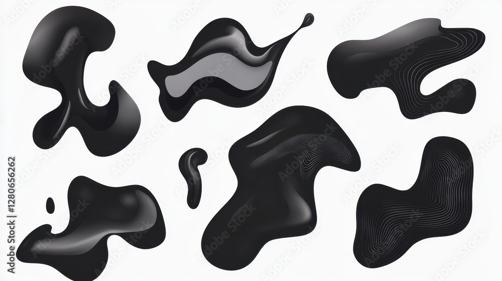 Abstract black shapes with smooth curves and lines create a dynamic and artistic composition. Abstract black shapes with smooth curves and lines create a dynamic and artistic composition.