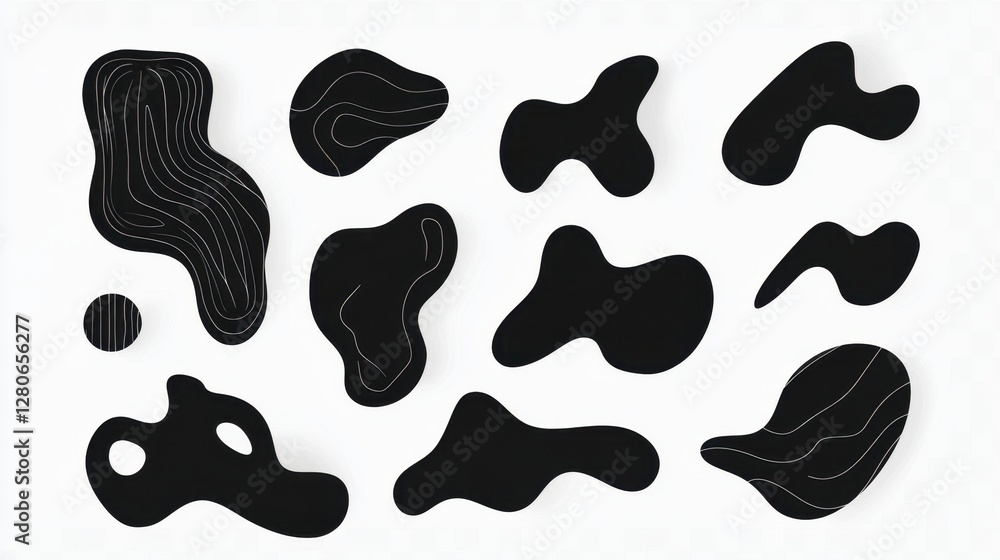 Abstract black shapes with white outlines create a modern art feel, perfect for contemporary design projects. Abstract black shapes with white outlines create a modern art feel, perfect for contemporary design projects.