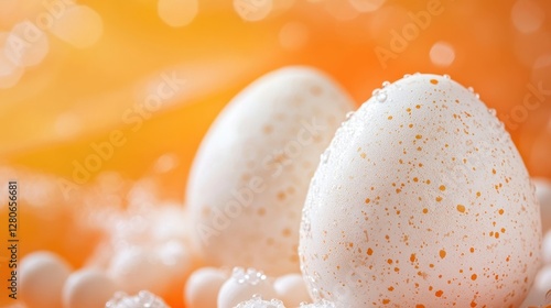 Easter eggs on a yellow background, Easter background