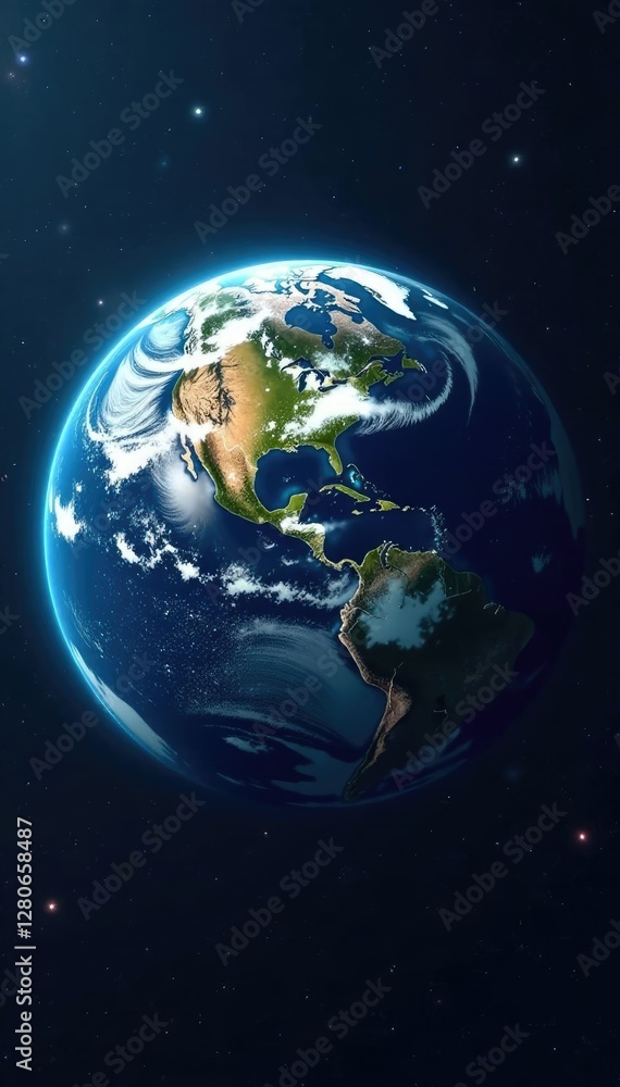 Obraz premium Planet Earth from space with blue oceans and green forests, earth, globe