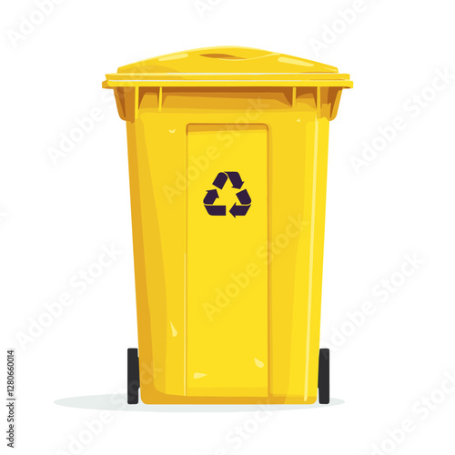 Yellow trash can cart waste sorting icon cartoon clipart Ecology organic. Domestic garbage separation vector illustration isolated on a white background