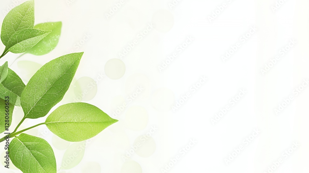 Green Leaves on White Background Soft Light Natural Texture Green Leaves on White Background Soft Light Natural Texture