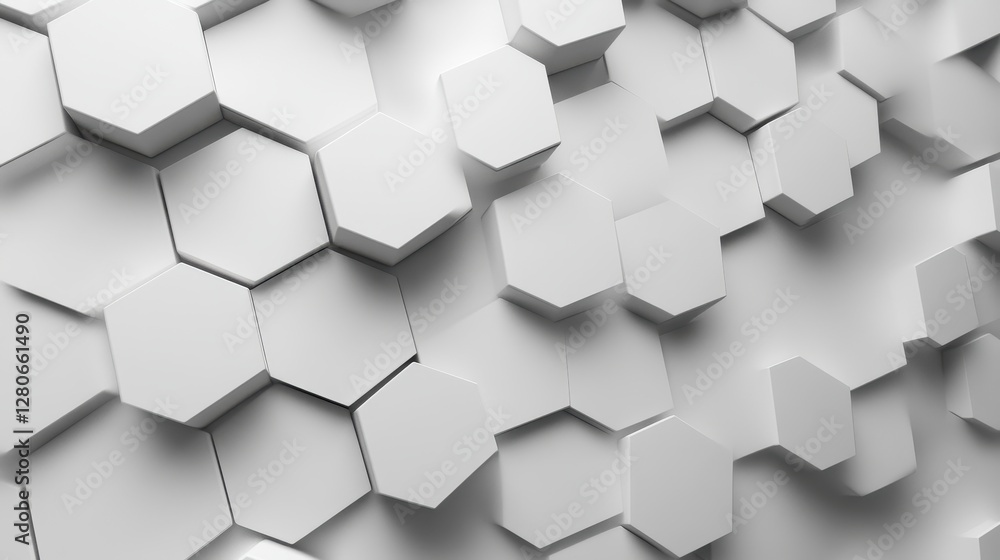 Naklejka premium A stunning close-up of a modern white hexagonal wall design, creating an elegant and dynamic visual effect.