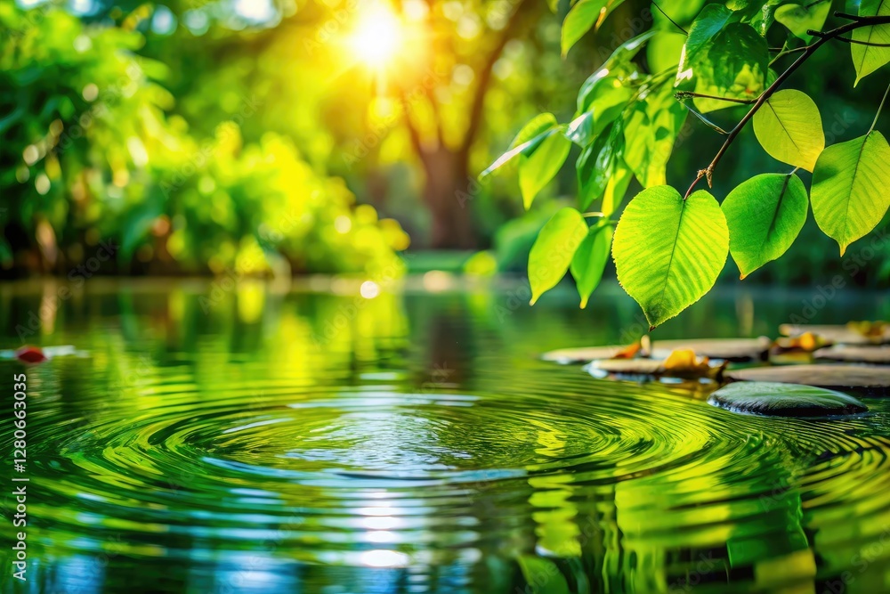 Serene green pond, calm water mirroring floating leaves, peaceful nature scene perfect for wallpaper. Serene green pond, calm water mirroring floating leaves, peaceful nature scene perfect for wallpaper.