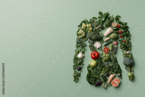 Healthy food forming human body shape promoting wellness and nutrition photo