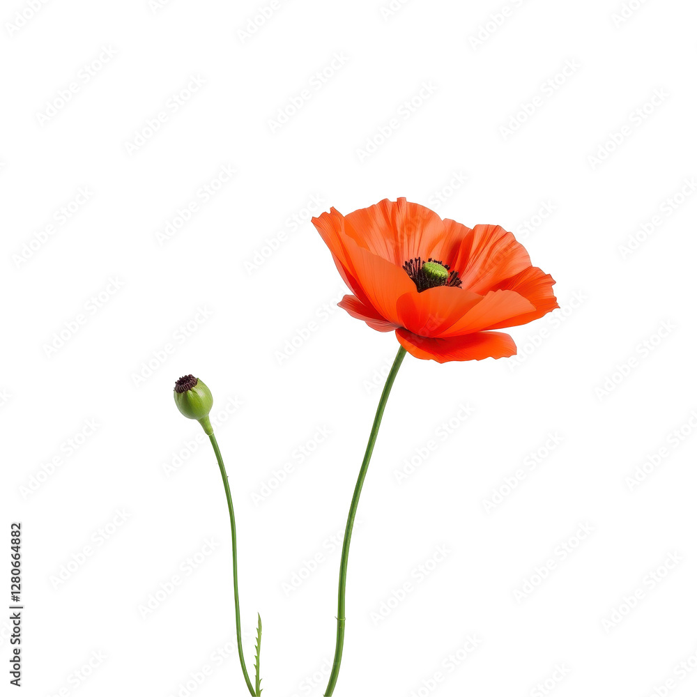 Obraz premium Vibrant Orange Poppy Flower Against a Solid Black Background