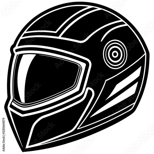 Helmet Silhouette Vector Icon White Background.