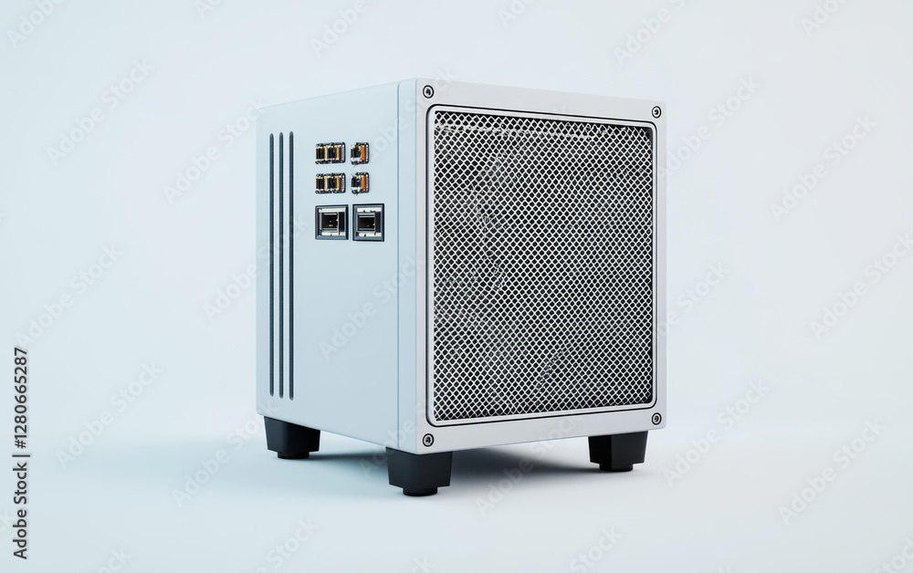 Fototapeta premium Compact computer case with vented design and ports