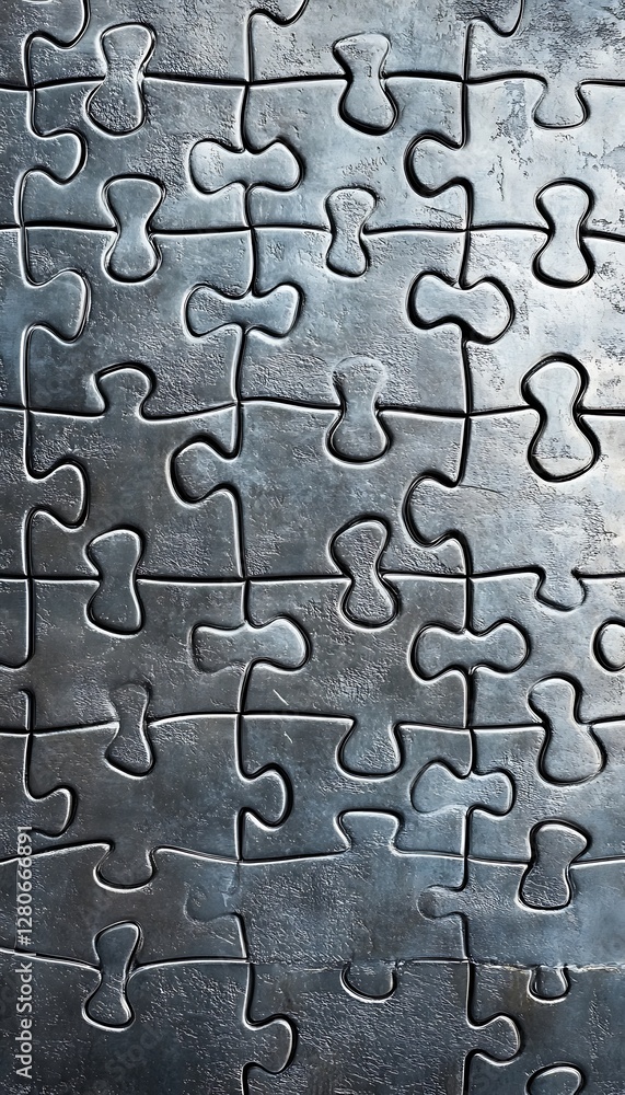 Metal Puzzle Pieces Close-up