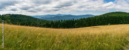 Panorama of Krkonoše mountains during the summer