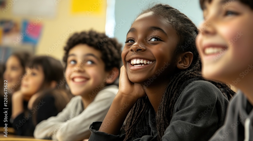 Diverse Happy Students in Classroom – Engaged and Smiling Children Learning Together Diverse Happy Students in Classroom – Engaged and Smiling Children Learning Together