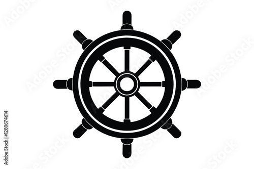 wooden ship steering wheel vector illustration on white background