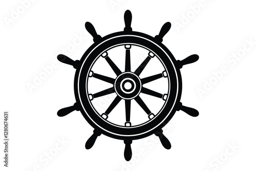 wooden ship steering wheel vector illustration on white background