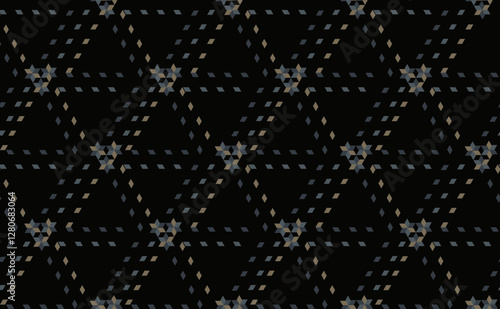 Seamless geometric pattern with stripe weaving imitation in light and blue on black background. Vector illustration, for masculine shirt lady dress cloth textile cover wallpaper decoration cover