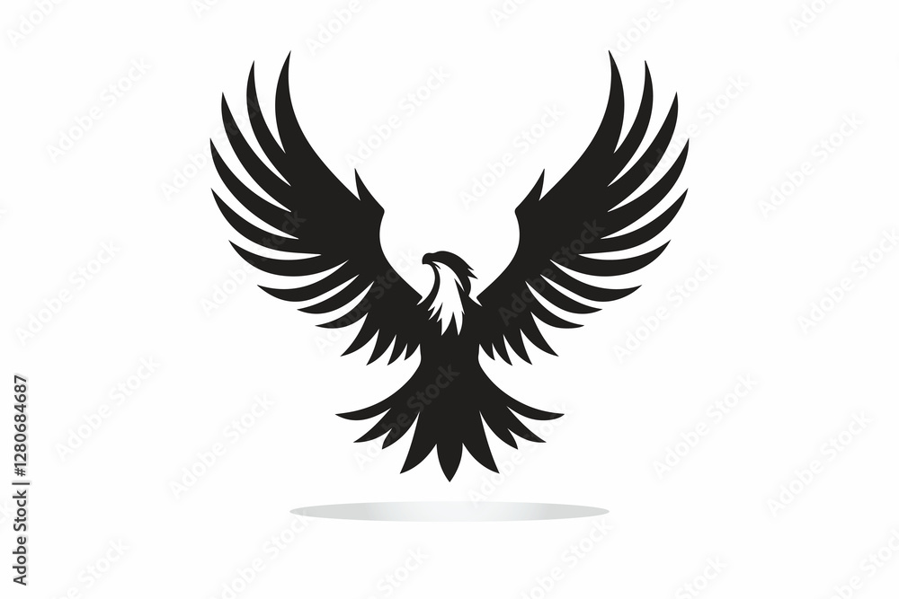 Obraz premium silhouette of eagle, symbolizes freedom and adventure in black and white