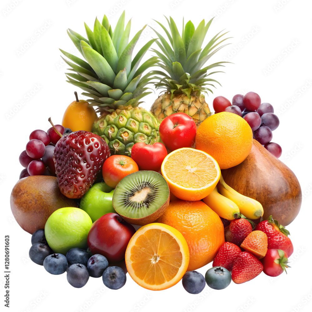 Mix fruits isolated on transparent background Mix fruits isolated on transparent background