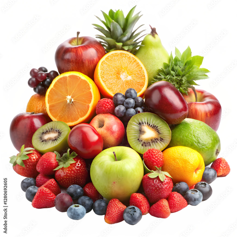 Mix fruits isolated on transparent background Mix fruits isolated on transparent background
