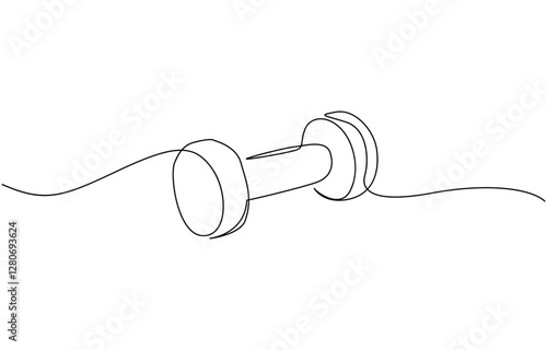 Barbel in one continuous single line art drawing style Gym fitness sports concept vector illustration, Continuous one line drawing of Dumbbell - Barbell gym equipment, Drawing of dumbbell.