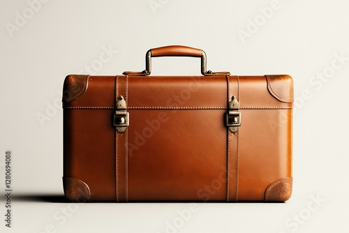 Vintage suitcase on plain background.