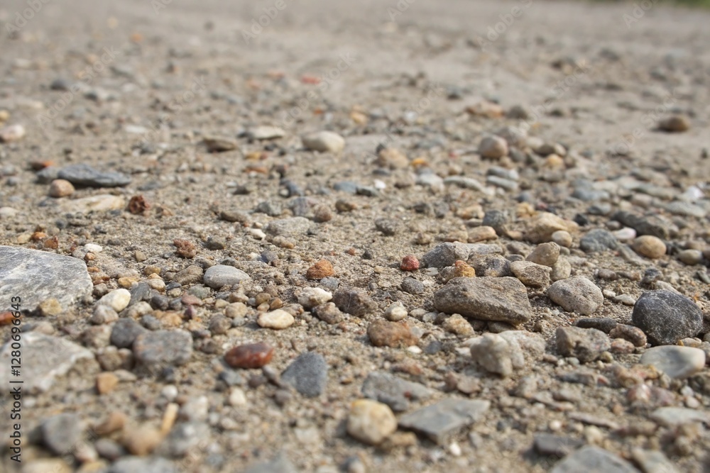 Closeup of Rough Textured Gravel and Pebbles on Dirt Path in Natural Outdoor Setting Closeup of Rough Textured Gravel and Pebbles on Dirt Path in Natural Outdoor Setting