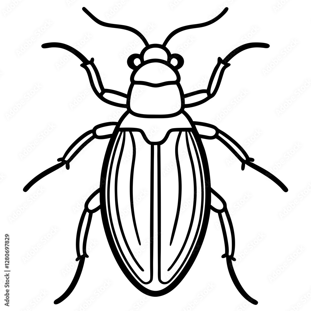 Beetle Silhouette in Vector Line Art Beetle Silhouette in Vector Line Art