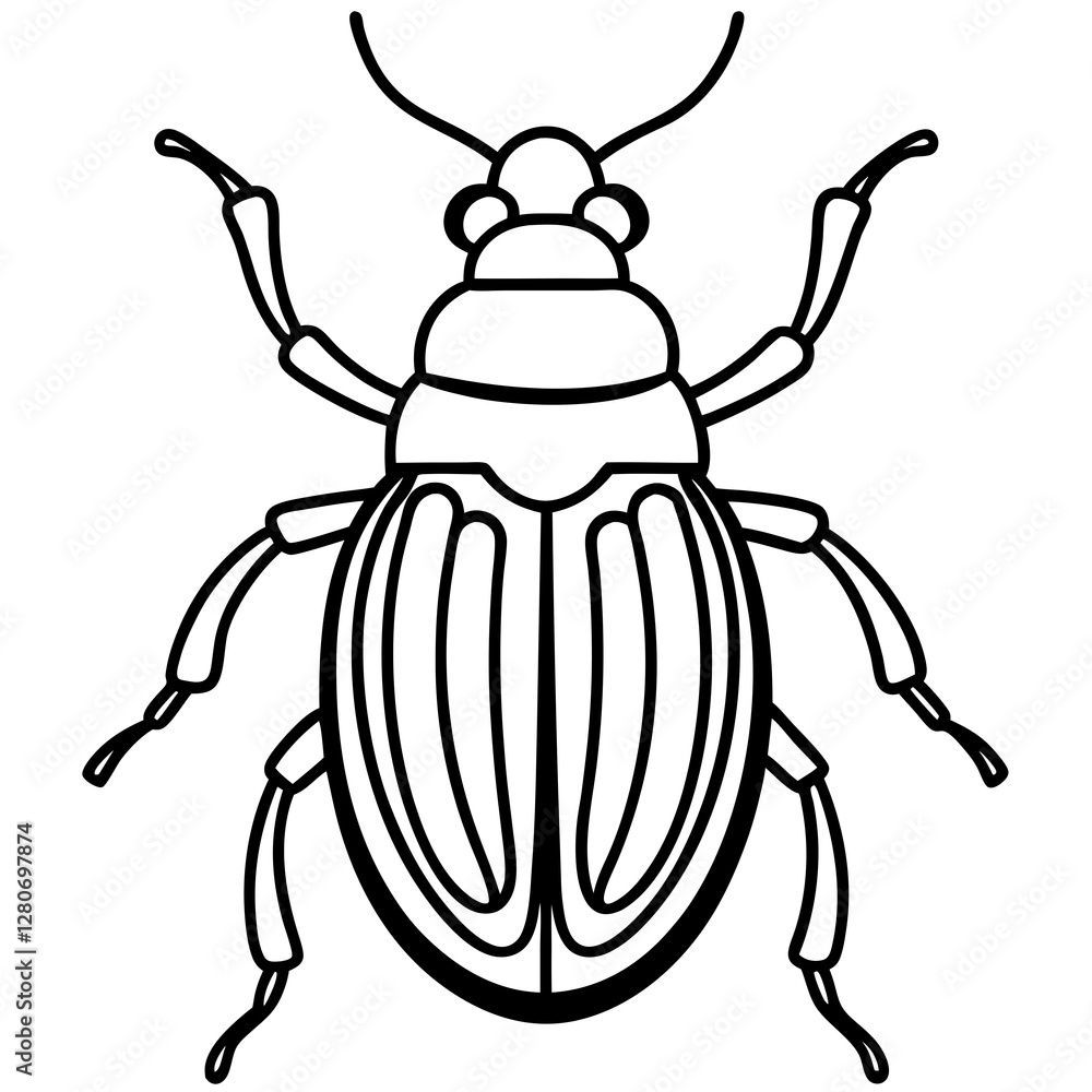 Beetle Silhouette in Vector Line Art Beetle Silhouette in Vector Line Art