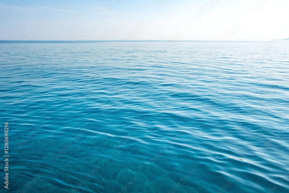 Obraz premium Tranquil Ocean with Clear Blue Water Under Sunny Sky Showing Calm Sea Waves in Serene Atmosphere