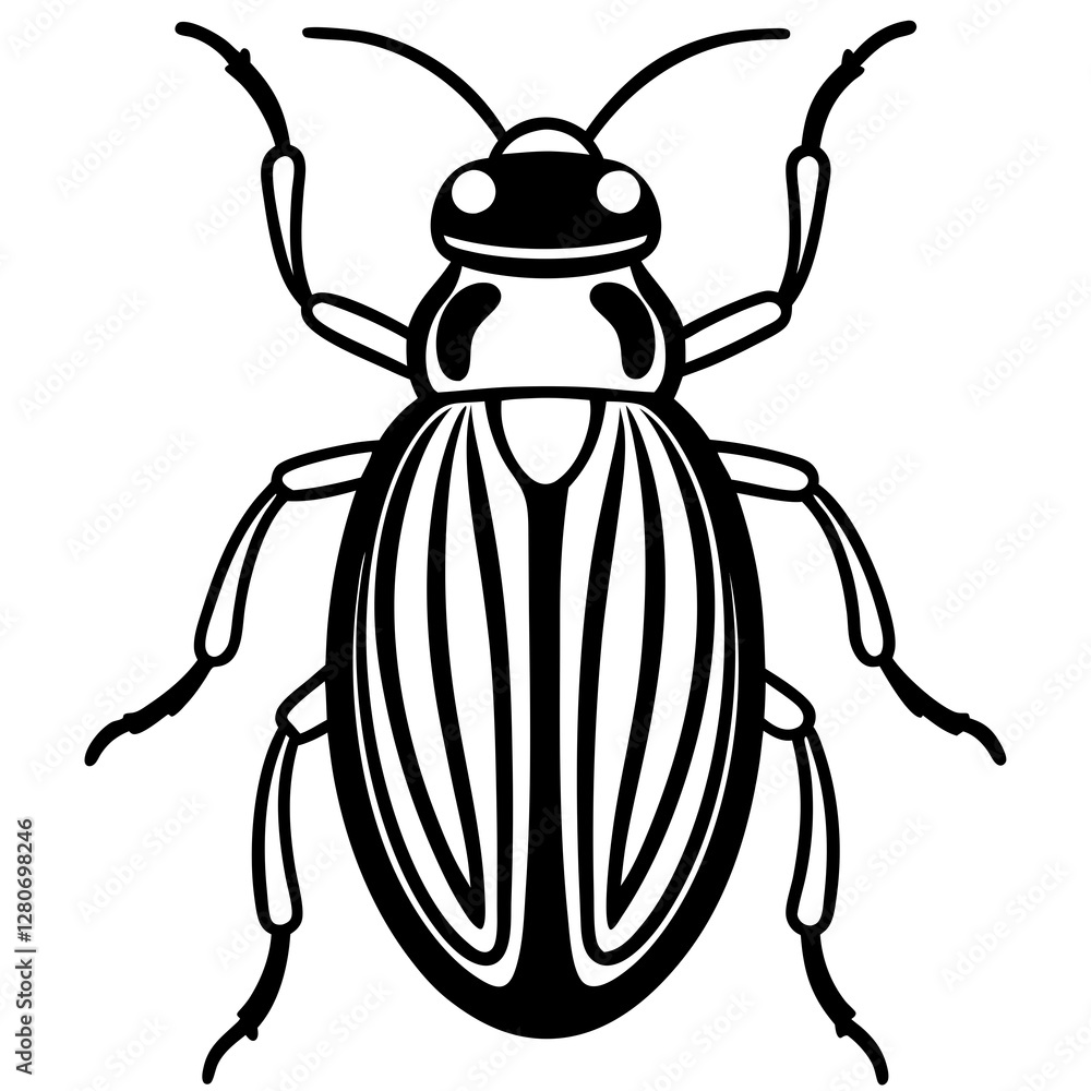 Beetle Silhouette in Vector Line Art Beetle Silhouette in Vector Line Art