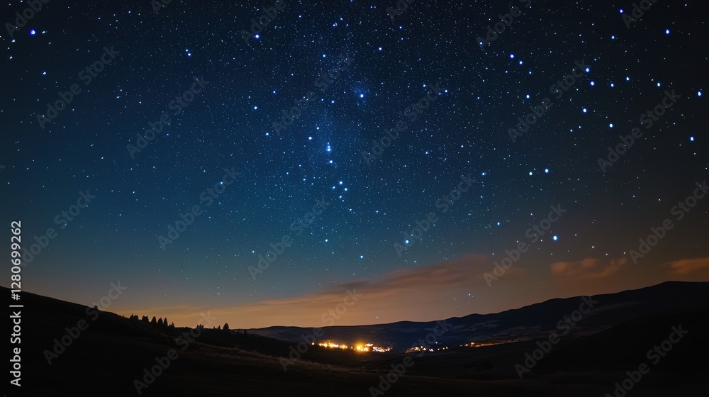 Fototapeta premium night sky showcasing the full Pleiades star cluster in high resolution