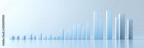 Corporate growth visualization with before and after sales data representing low sales and exponential increase in performance. Generative AI