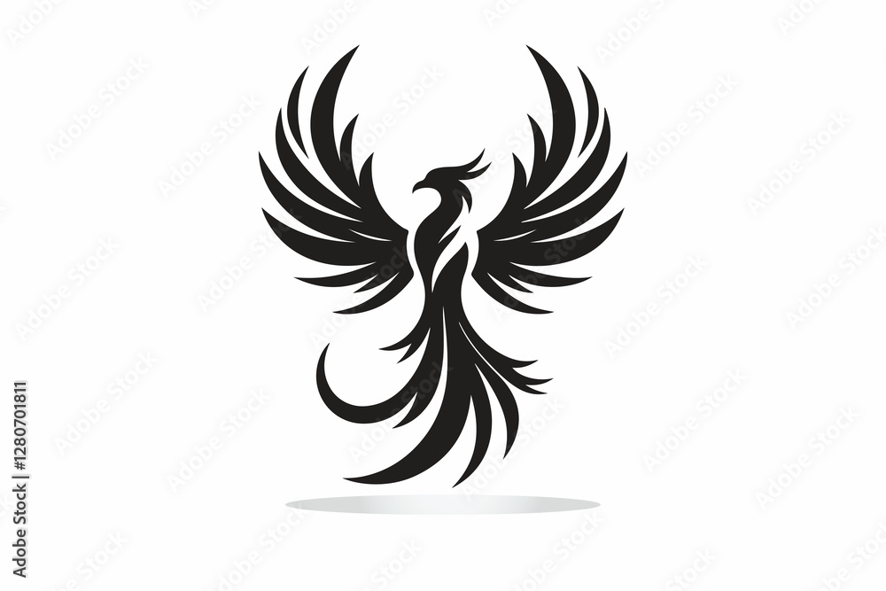 Fototapeta premium silhouette of Fenix, symbolizes freedom and adventure in black and white