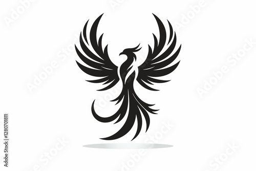 silhouette of Fenix, symbolizes freedom and adventure in black and white
