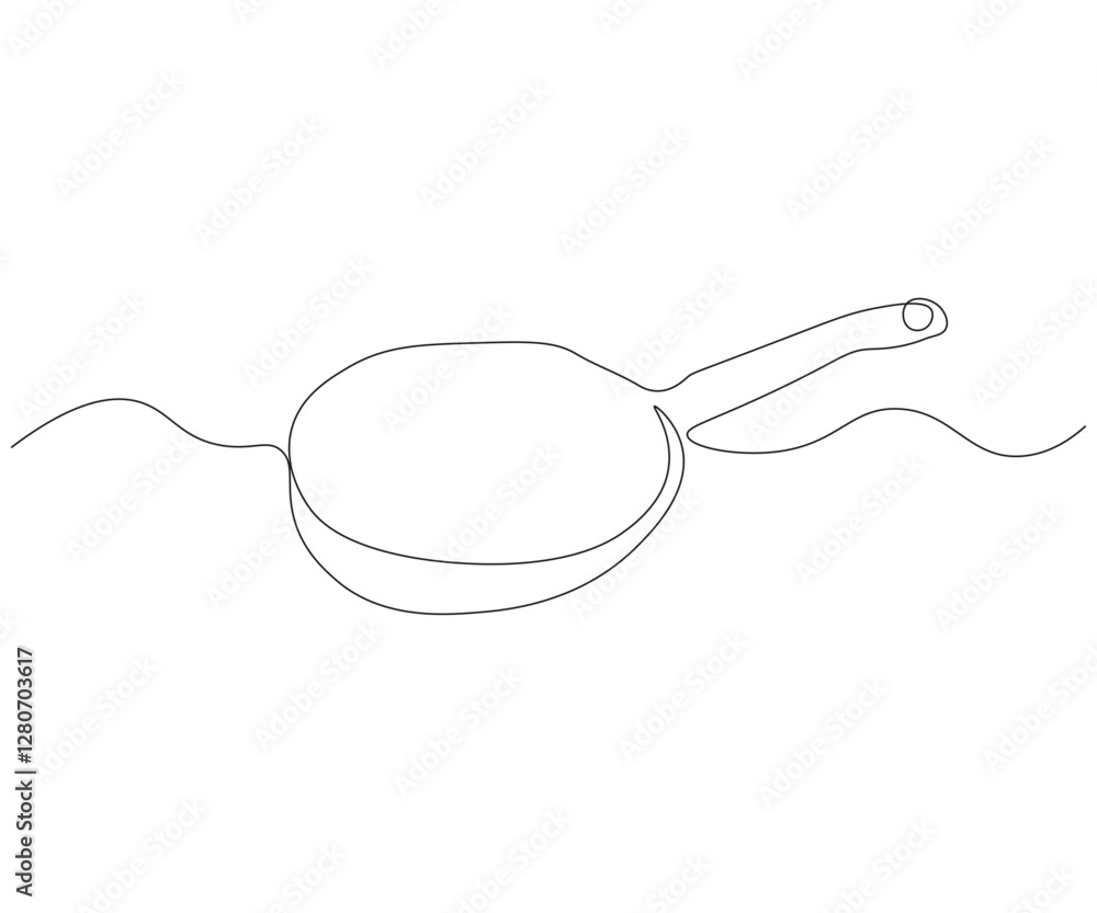 Continuous line drawing of pan. Single line of pan illustration Continuous line drawing of pan. Single line of pan illustration