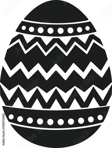 Black Decorative Easter Egg Vector – Zigzag Pattern Illustration