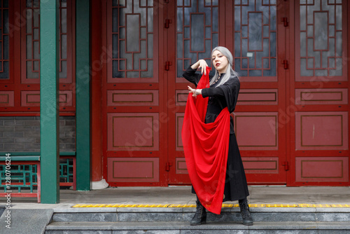 Obraz na płótnie dance, costume, china, traditional, woman, arts, asia, asian, asiatic, background, battle, beauty, character, chinese, clothes, clothing, concept, cosplay, culture, danger, east, elegance, fabrics, fe w salonie