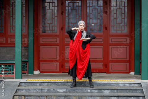 Obraz na płótnie dance, costume, china, traditional, woman, arts, asia, asian, asiatic, background, battle, beauty, character, chinese, clothes, clothing, concept, cosplay, culture, danger, east, elegance, fabrics, fe w salonie