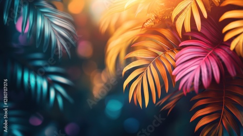 Wallpaper Mural An abstract illustration with colorful jungle leaves, evoking the energy and vibrancy of summer Torontodigital.ca