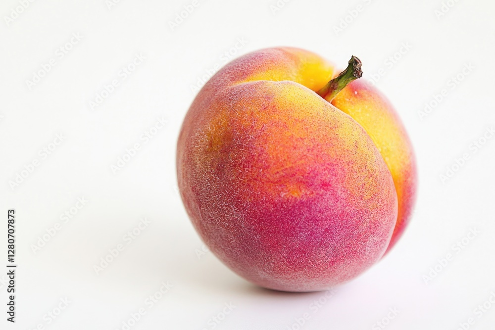 Fototapeta premium A single ripe peach on a white background