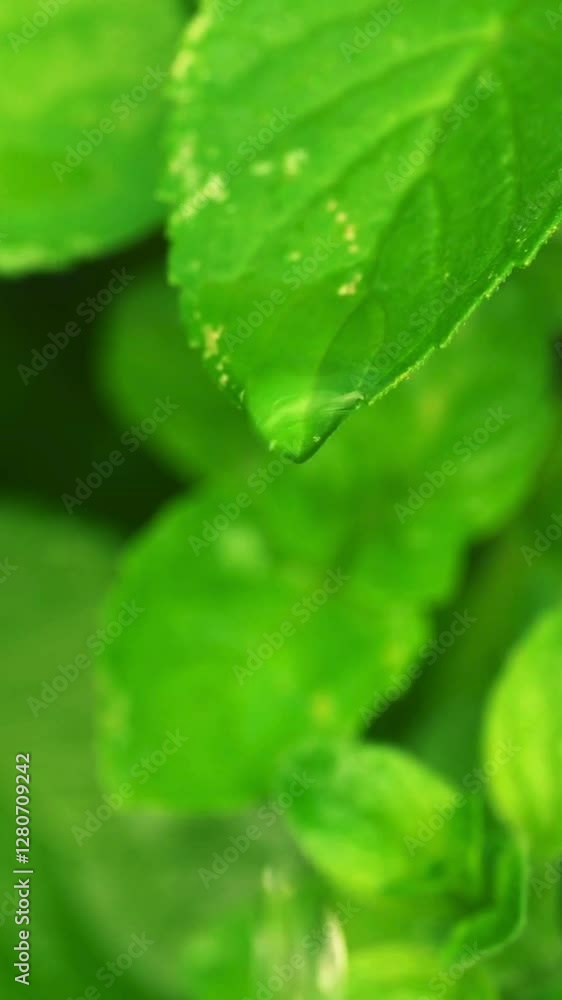 green leaf with water drops
