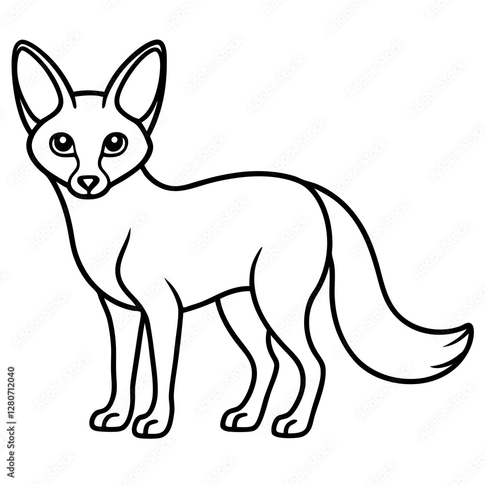 Contemporary Fennec Fox One-Line Vector Contemporary Fennec Fox One-Line Vector