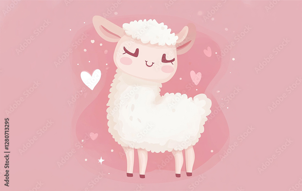 Vector Illustration of a Lama In Love Vector Illustration of a Lama In Love