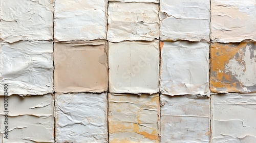 Fotografi Abstract Beige and Off White Textured Tile Background